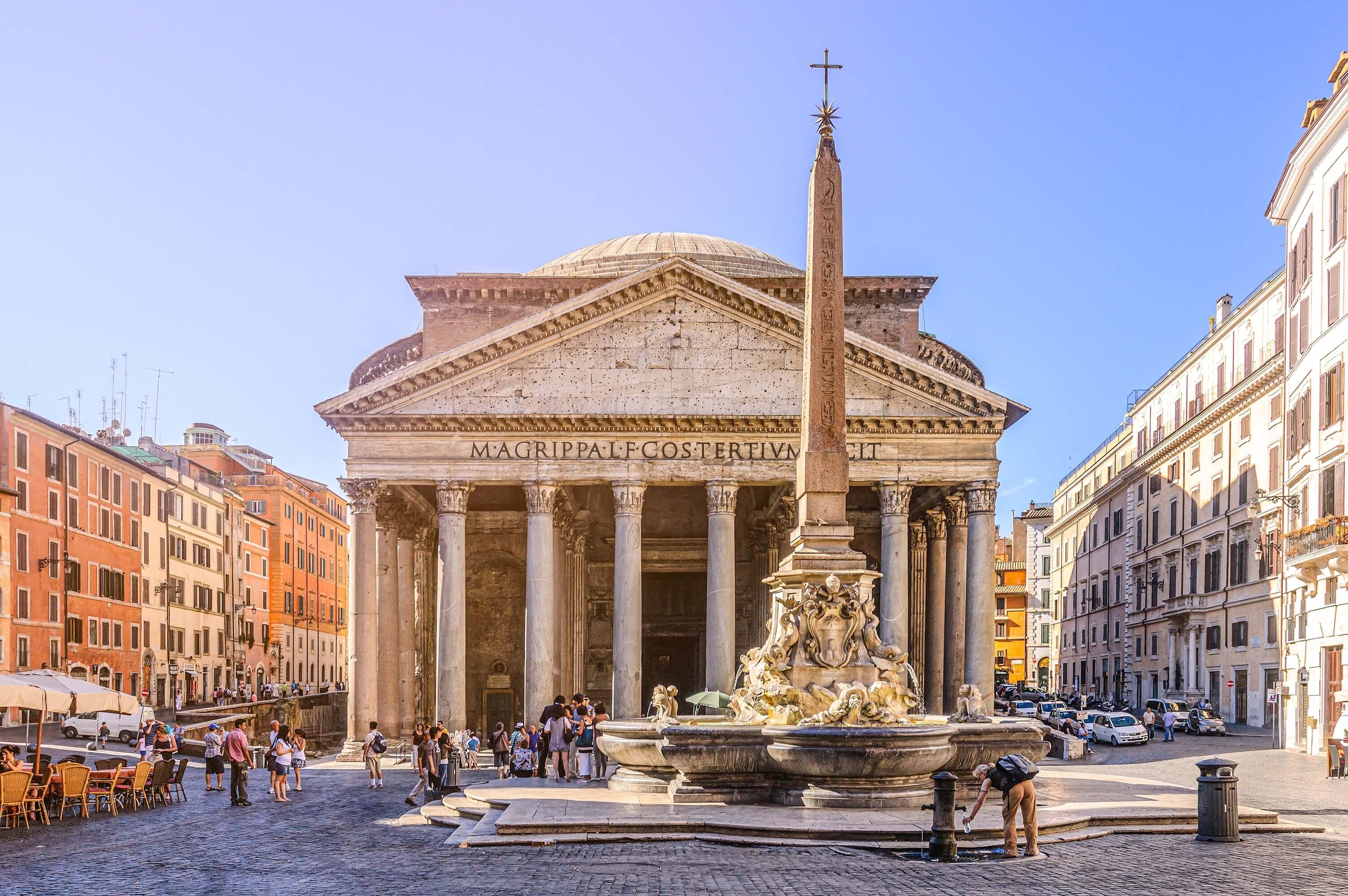 Rome Pantheon in the Roundabout Square.Rome, Italy.